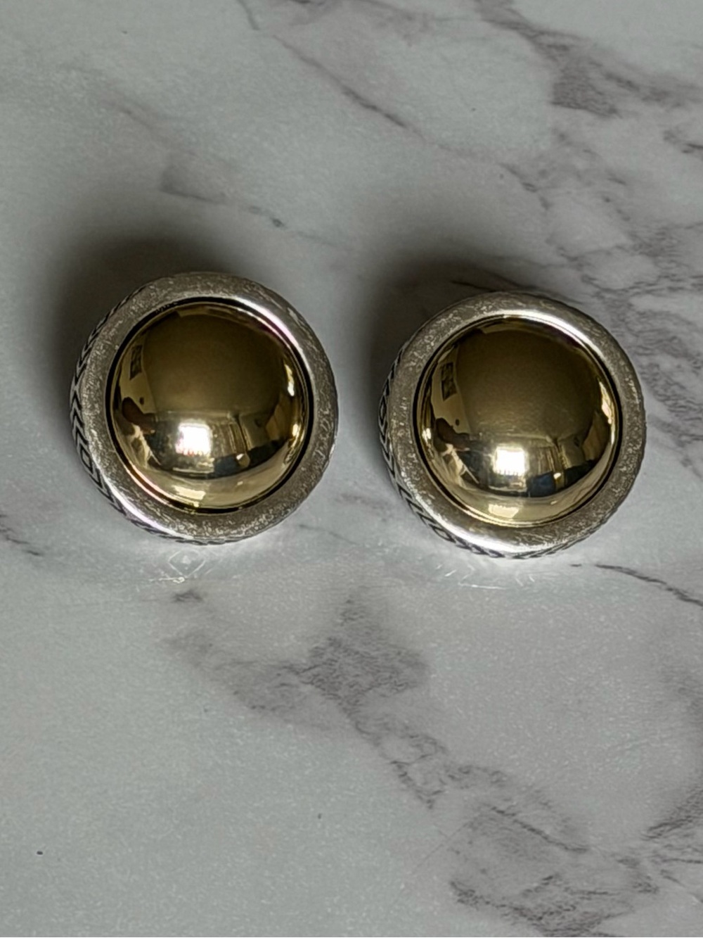 House of Harlow 1960 Two-Tone Dome Earrings in Gold and Silver